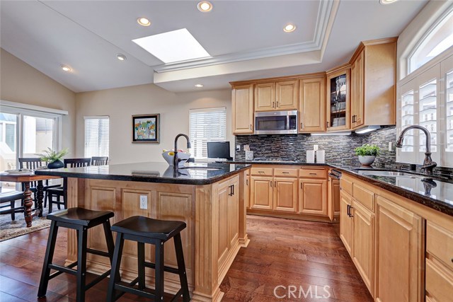 Newer stainless appliances. Gorgeous custom backsplash.