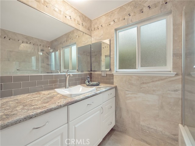 Completely remodeled bathrooms with tile for a clean, crisp feeling!!
