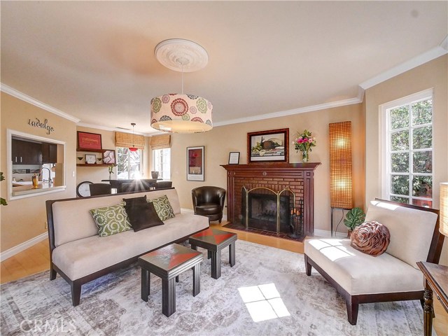 Lovely fireplace in living room.