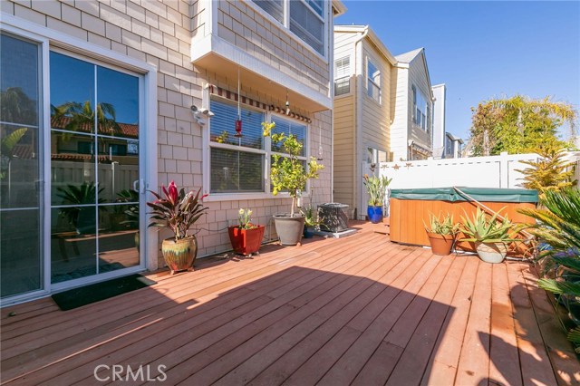 Back patio with hot tub