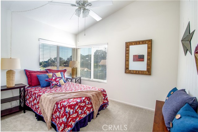 Great harbor views from upstairs bedroom #2.  Vaulted ceiling gives it a very open feel.