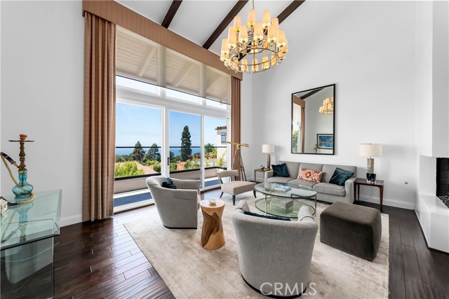 Gorgeous living room with ocean views & fabulous lighting