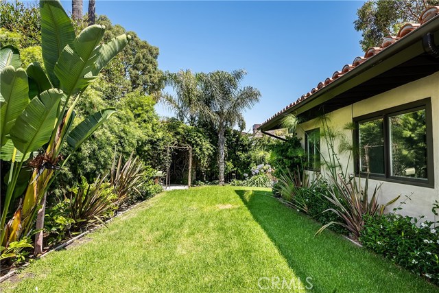 Grassy area next to patio