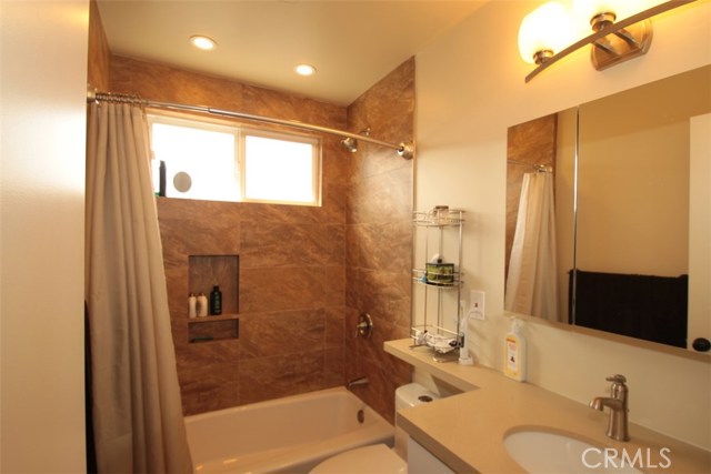 Upstairs bathroom, unit B.  Totally remodeled from top to bottom!