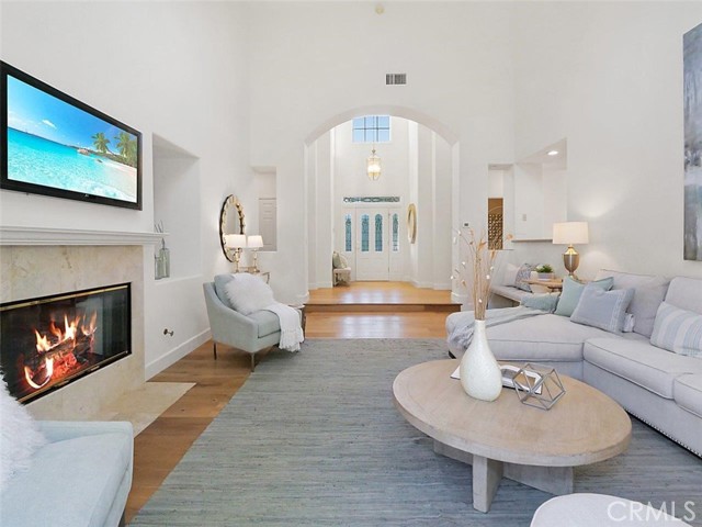 Living room with cozy fireplace