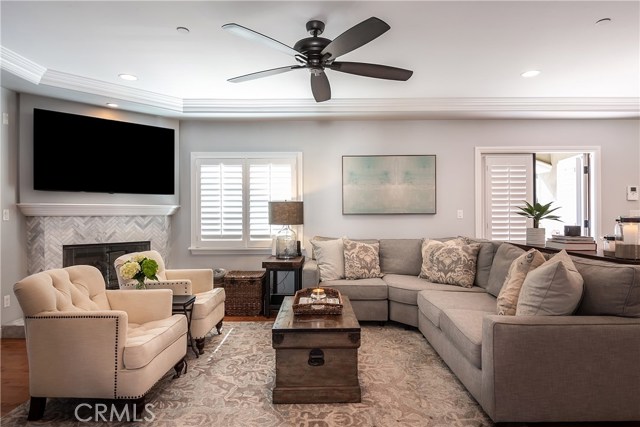 Family room provides plenty of space for family gatherings.