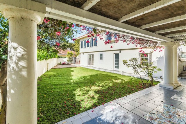 Covered porch area in backyard