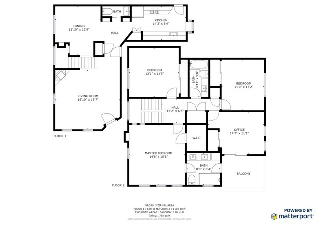 Complete Floorplan for Level 1 and Level 2.