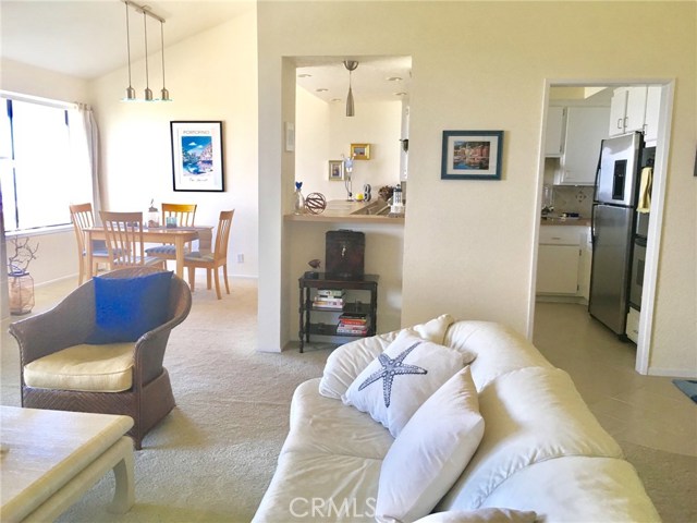 view from living room to the kitchen.