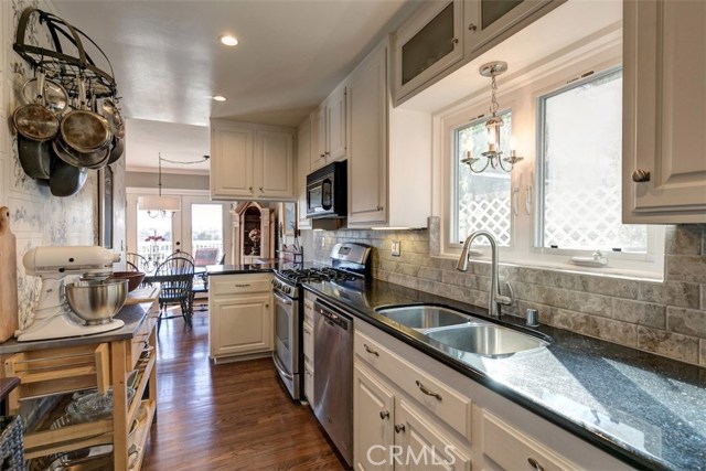 Kitchen with view toward the dining area.