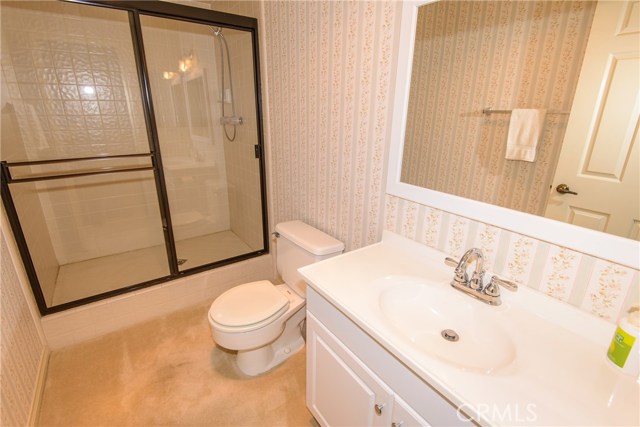 Bath located off the office with tiled shower!