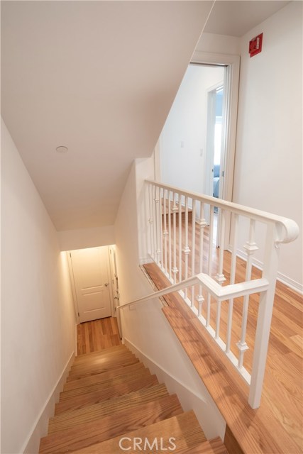 New hardwood stairs going down to garage and laundry