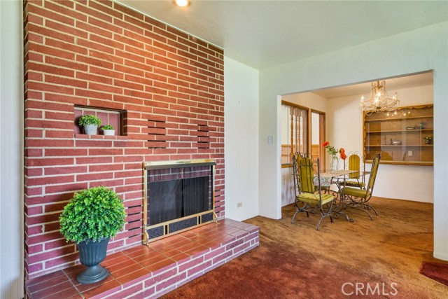 Fireplace in the Living Room, looking toward the Dining Area