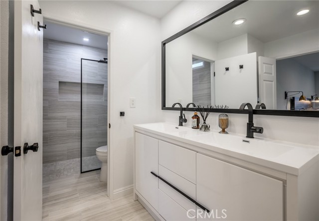 Remodeled master bath with walk in shower
