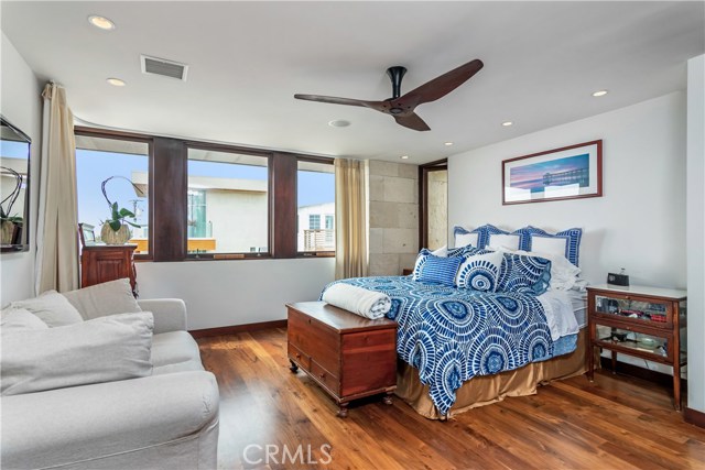 Master Bedroom with beautiful walnut floors