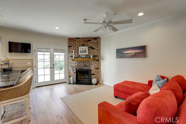 Family room that opens to kitchen and back yard.