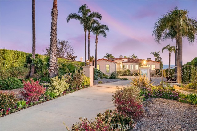 Sunset view of the front of the home