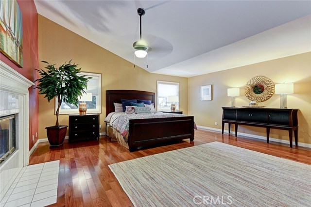 2nd Floor Master Bedroom Suite with Fireplace and Vaulted Ceilings