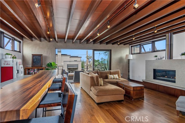 stunning look at the Koa bar and beautiful ceilings and walnut flooring