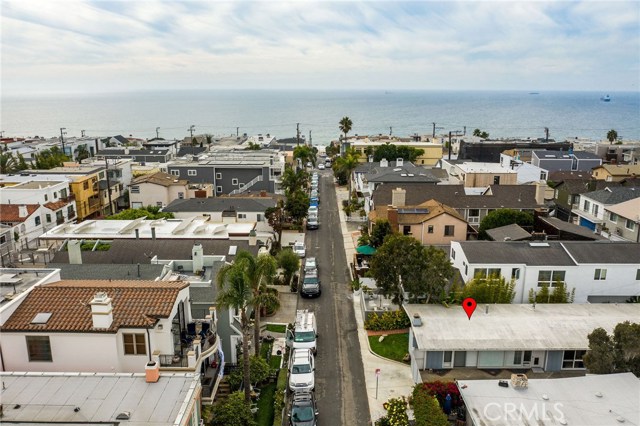 View taken with drone showing proximity to beach.