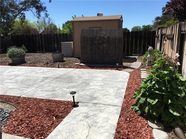 6' x 10' Tuff Shed and stamped concrete patio