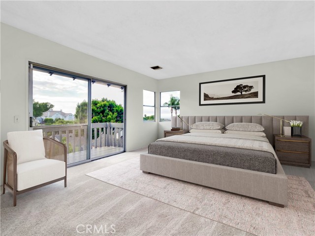 The Primary bedroom was virtually staged to showcase the many possibilities.