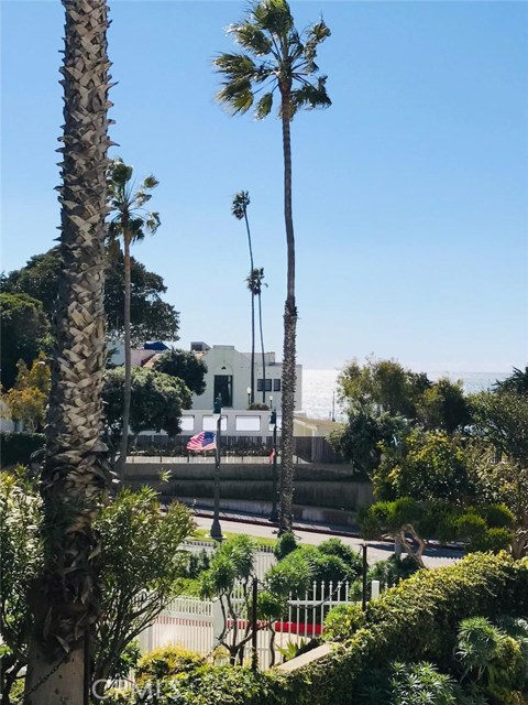 Patio view to coastline and historic library.