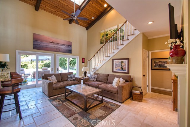 Sky lights fill the family room & kitchen with sun.