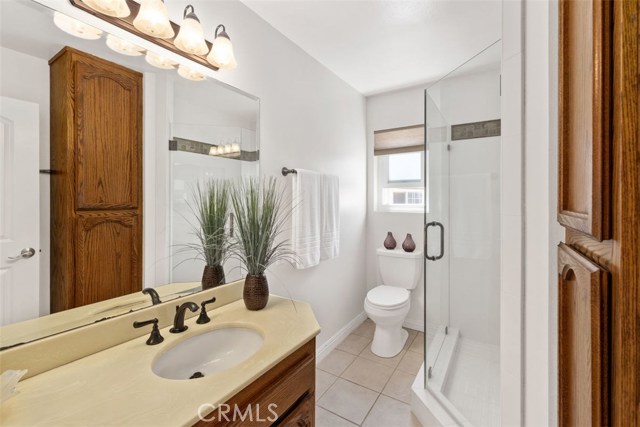 Spacious and bright bathroom with built in storage