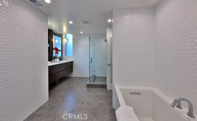 Master bath, porcelain tile walls