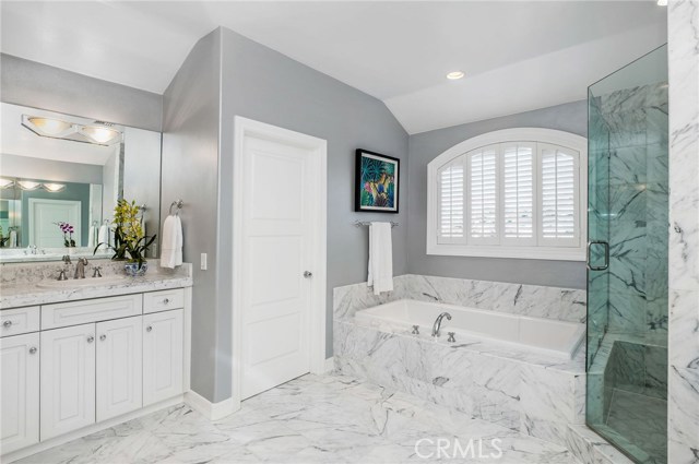 Marble Bathroom, private toilet, his and her sinks.