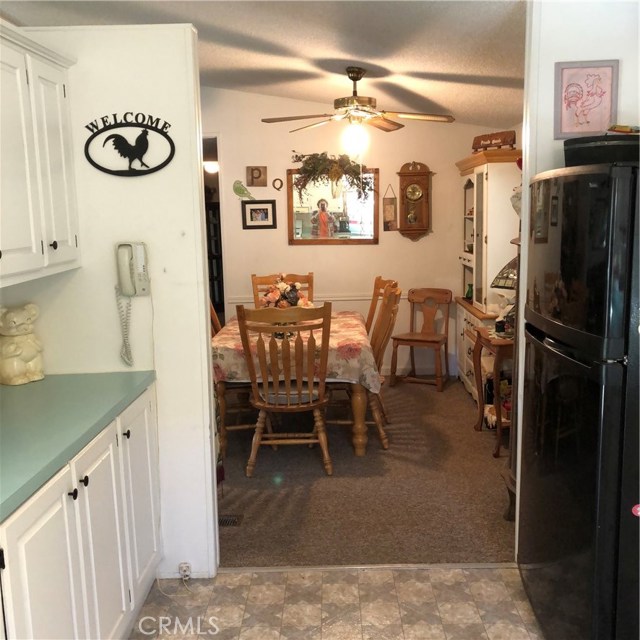 Kitchen looking into dining area.