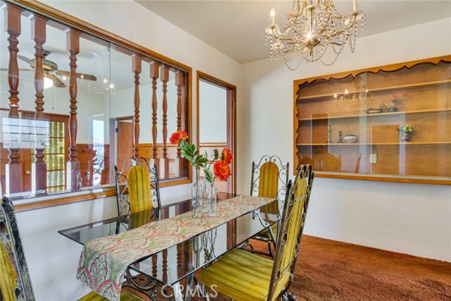 Dining Area with built-in shelves