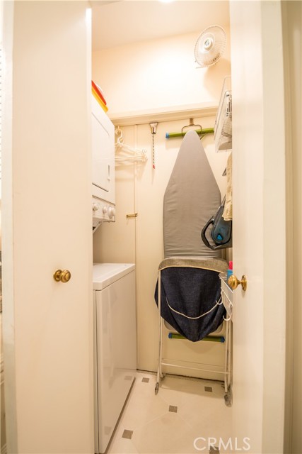 A bonus is the in-unit stacked washer and dryer. There's a community laundry room as well in the garage level.