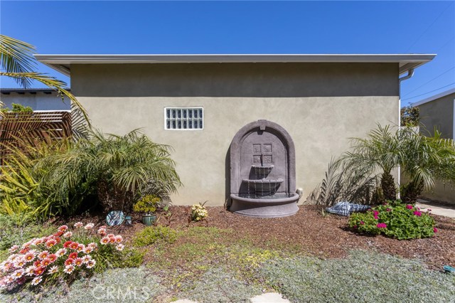 Tranquil backyard fountain.