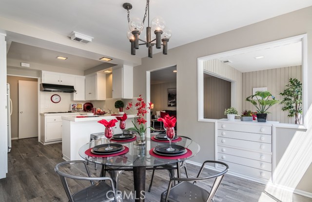 Open floor plan yet still have inviting unique spaces like this dining area