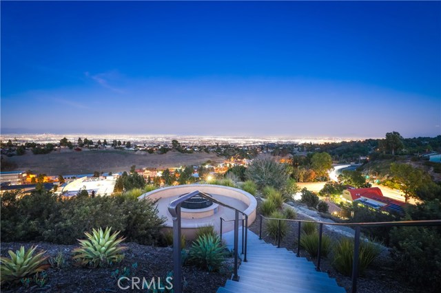 Night view over fire pit