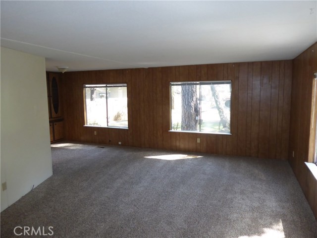 Living room with new carpet and mini blinds