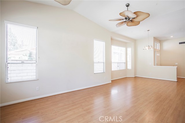 Vaulted ceiling; Large windows let in plenty of natural light