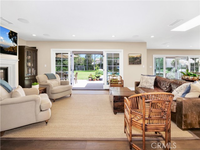 Great room with French doors leading to backyard