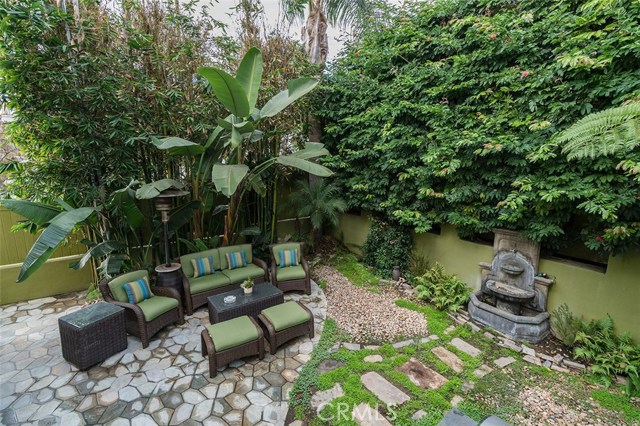 Private backyard with fountain