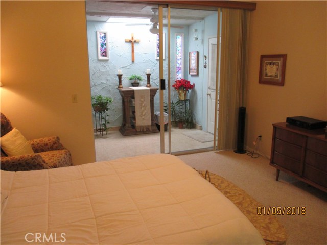 Master bedroom view with enclosed private  meditation area.