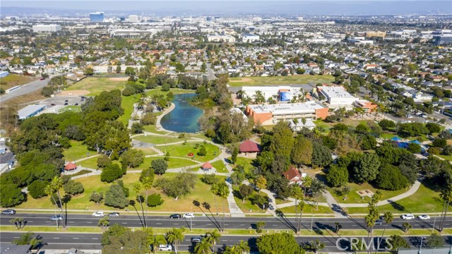 Manhattan Beach's Pollywog Park with pond, play ground and summer concerts