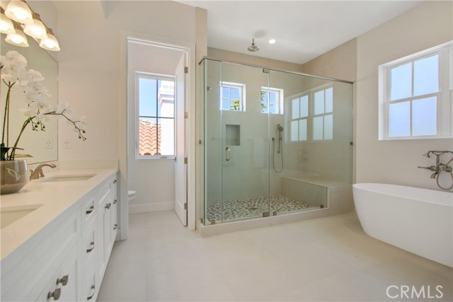 MASTER BATH. DOUBLE SINKS TWO PERSON SHOWER & TUB!! PRIVATE TOILET!