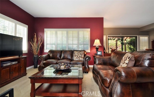 TV area with plantation shutters