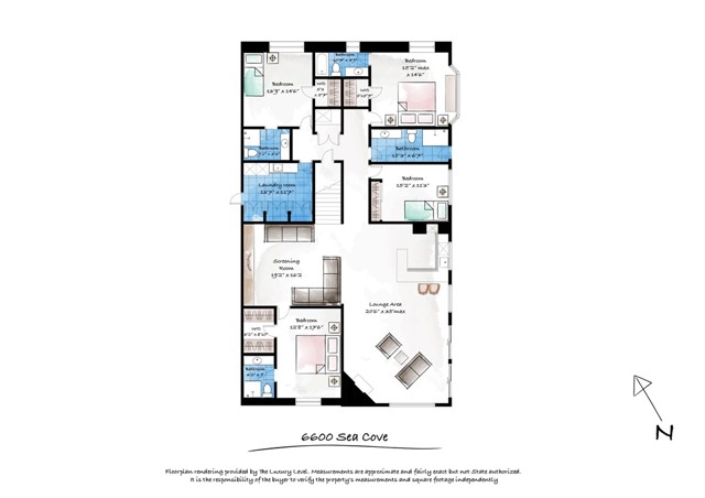 Floor plan of lower level of home