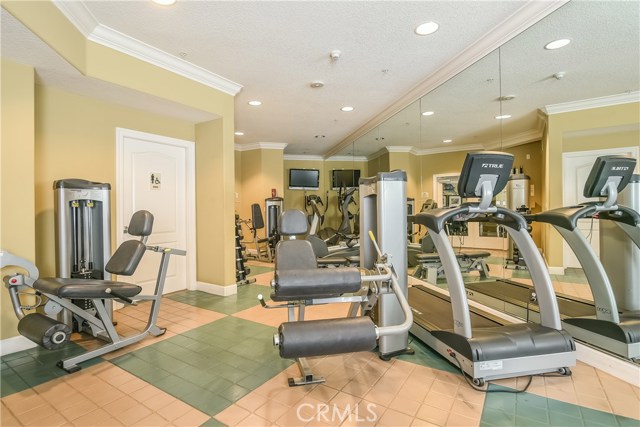 Fully stocked fitness center.