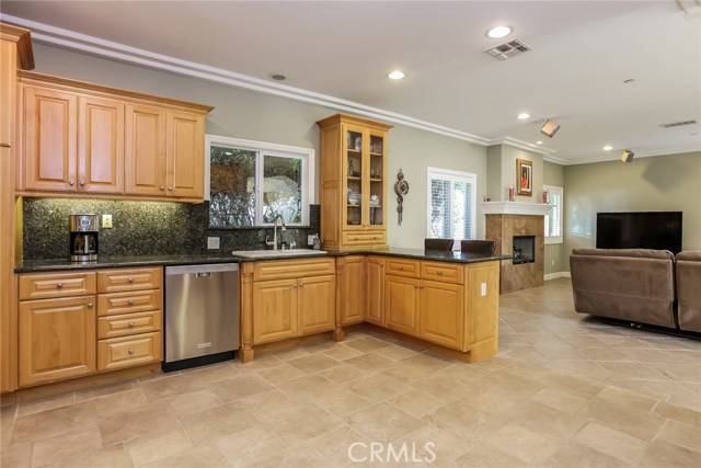 Gourmet kitchen open to family room