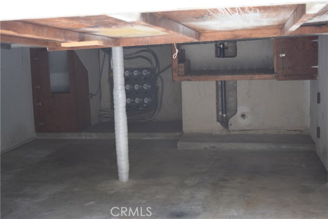 Two car garage - side by side - with storage built in.