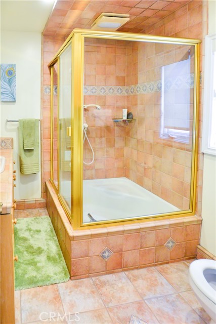 Combination shower and bath.